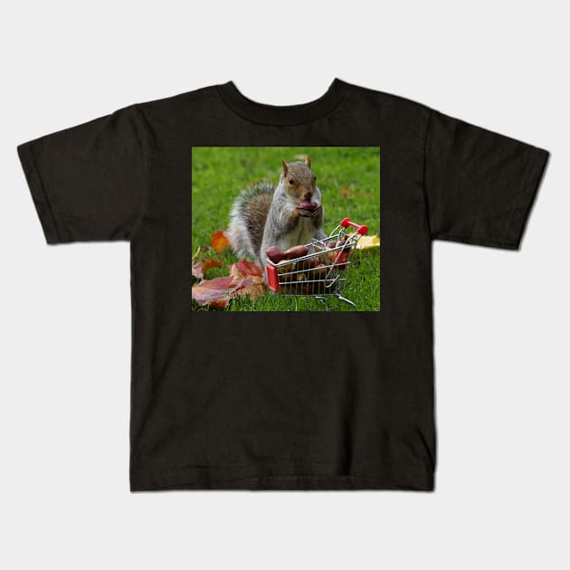 squirrel with shopping cart Kids T-Shirt by Simon-dell